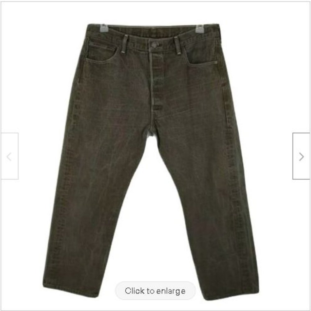 Levi's 501 (6 Button-up) Army Green Denim Jeans  (38-30)